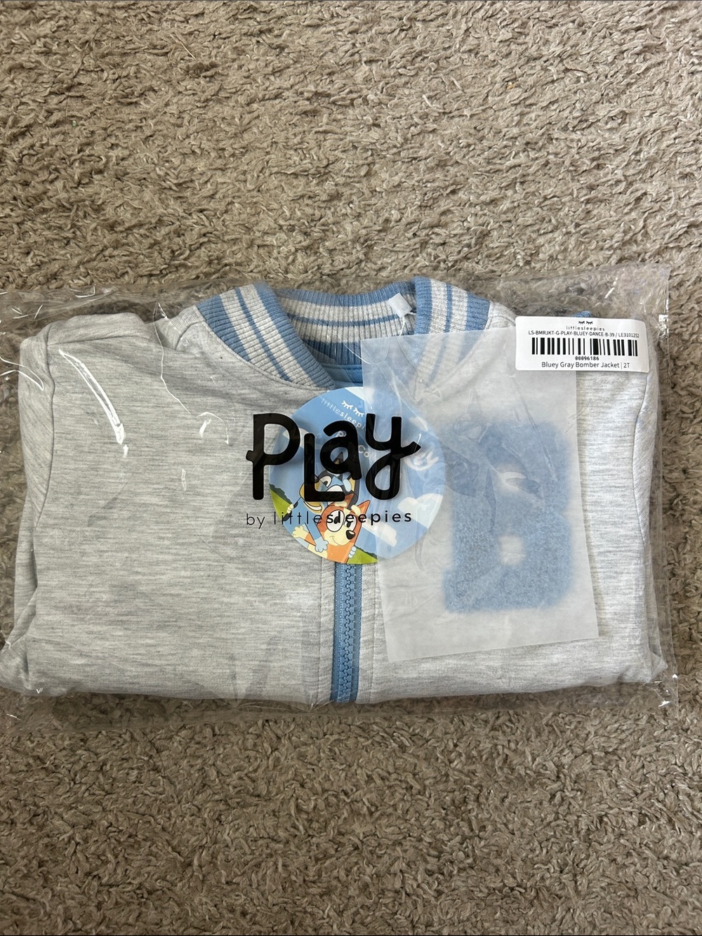 Little Sleepies Bluey Grey Bomber Jacket 2T